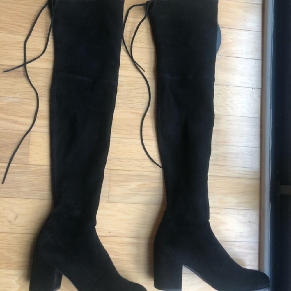 Stuart Weitzman Suede Over the Knee Boots - Black